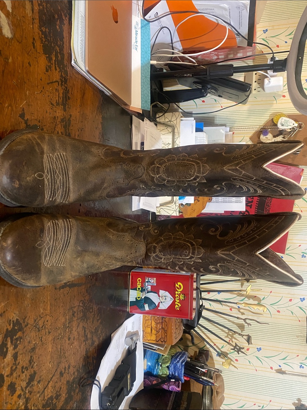 Ariat Brown Embroidered Leather Western Heeled Boots